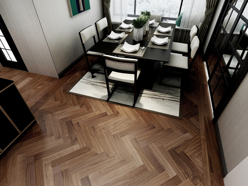 富得利地板-黑胡桃人字拼