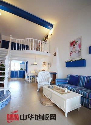 地中海风格客厅木地板装修 清新的家感受浪漫情怀(图) ·光影与地板