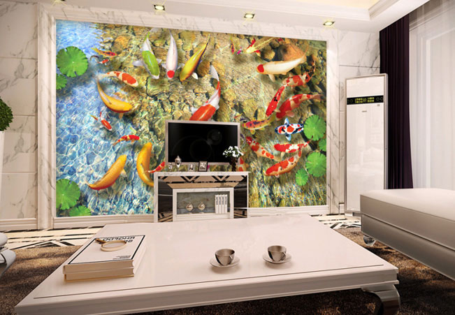 圣菲林地板 3D幻影-锦鲤聚财木地板装修效果图