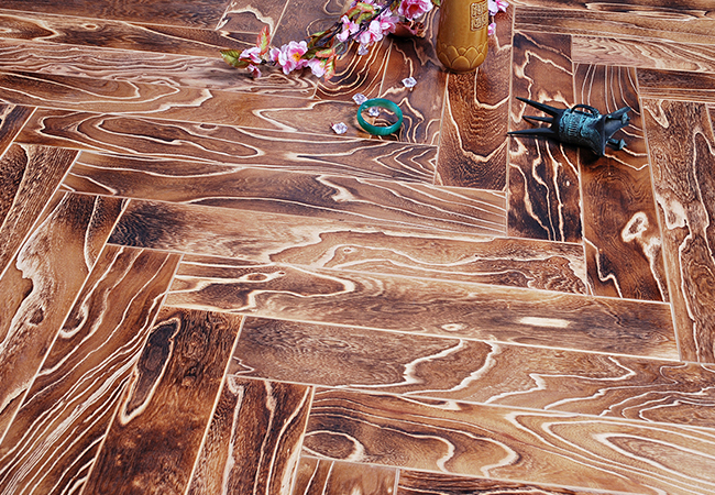 懿品自然地板 炭化人字拼图片